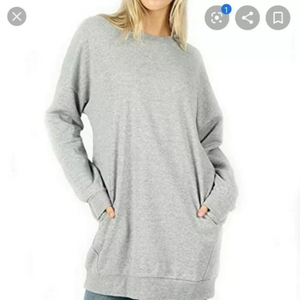 Zenana outfitters tunic sweatshirt purple l xl